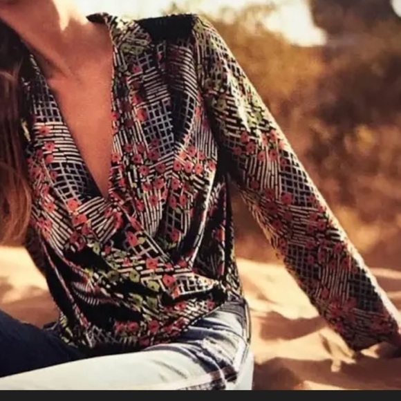 Anthropolgie Ett:twa Velvet Wrap Blouse - Picture 6 of 6